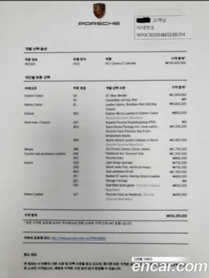 Porsche 911 CARRERA S Cabriolet 2021 года из Южной Кореи