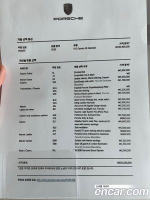 Porsche 911 CARRERA 4S Cabriolet 2020 года из Южной Кореи