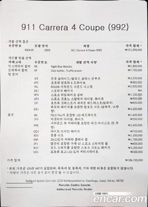 Porsche 911 CARRERA 4 2020 года из Южной Кореи