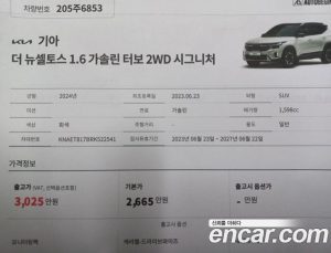 Kia Seltos Бензин 1.6 Turbo 2WD 2024 года из Южной Кореи